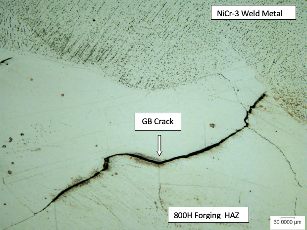 HAZ solidification crack micrograph, HT-47980